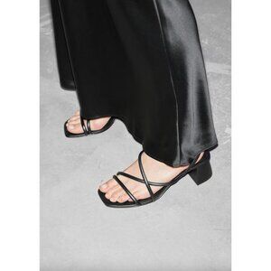 & OTHER STORIES Strappy Block Heel Sandals Black Womens Size US 4